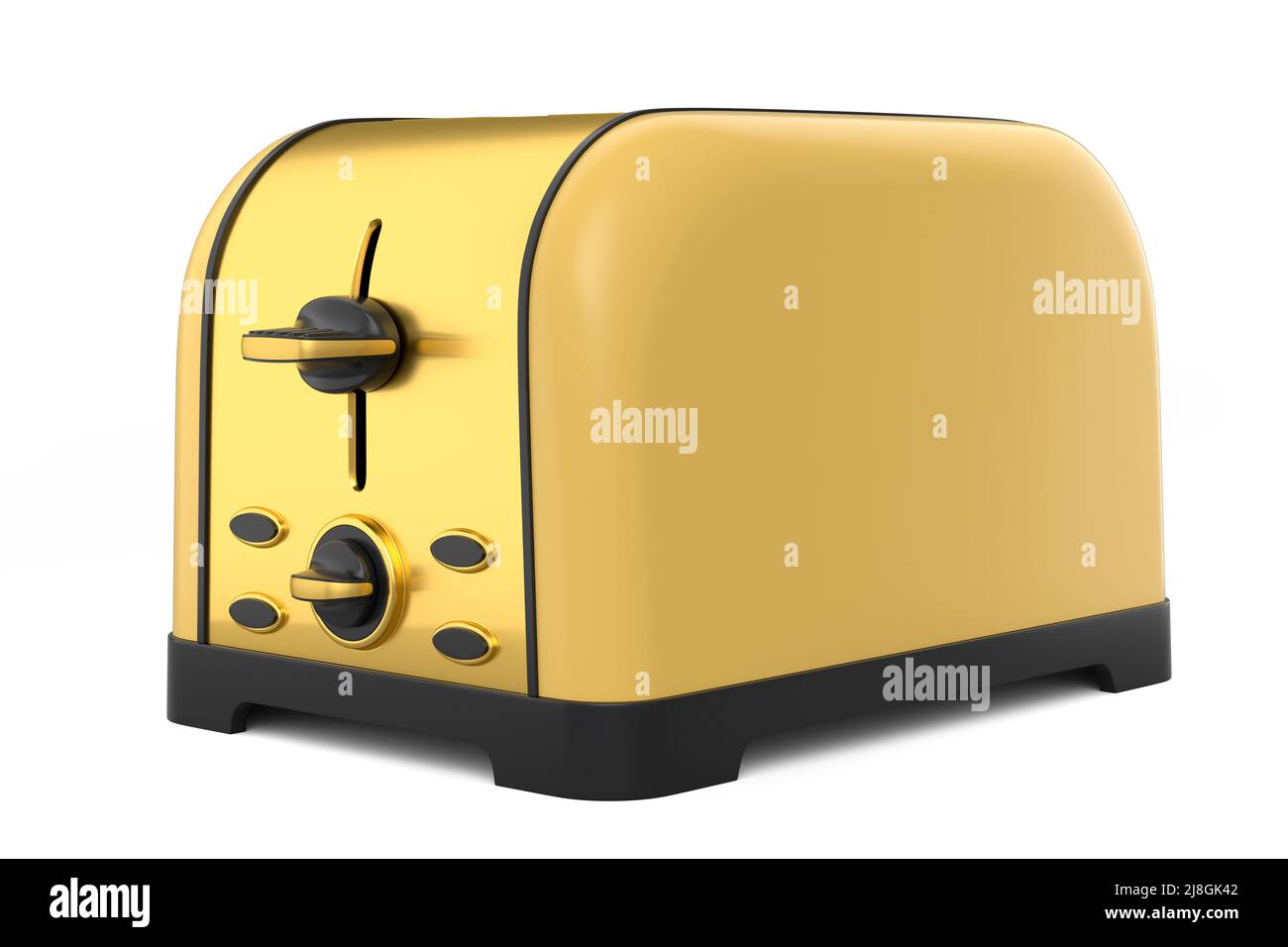 Stainless steel toaster for making toast bread on a white background