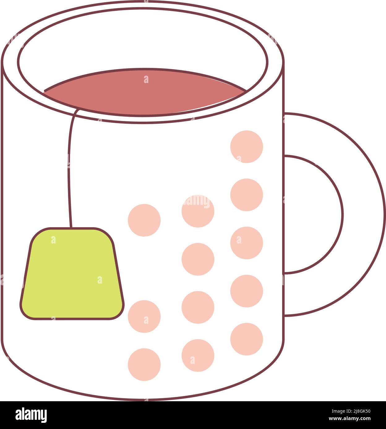 Cup with tea bag semi flat color vector element Stock Vector