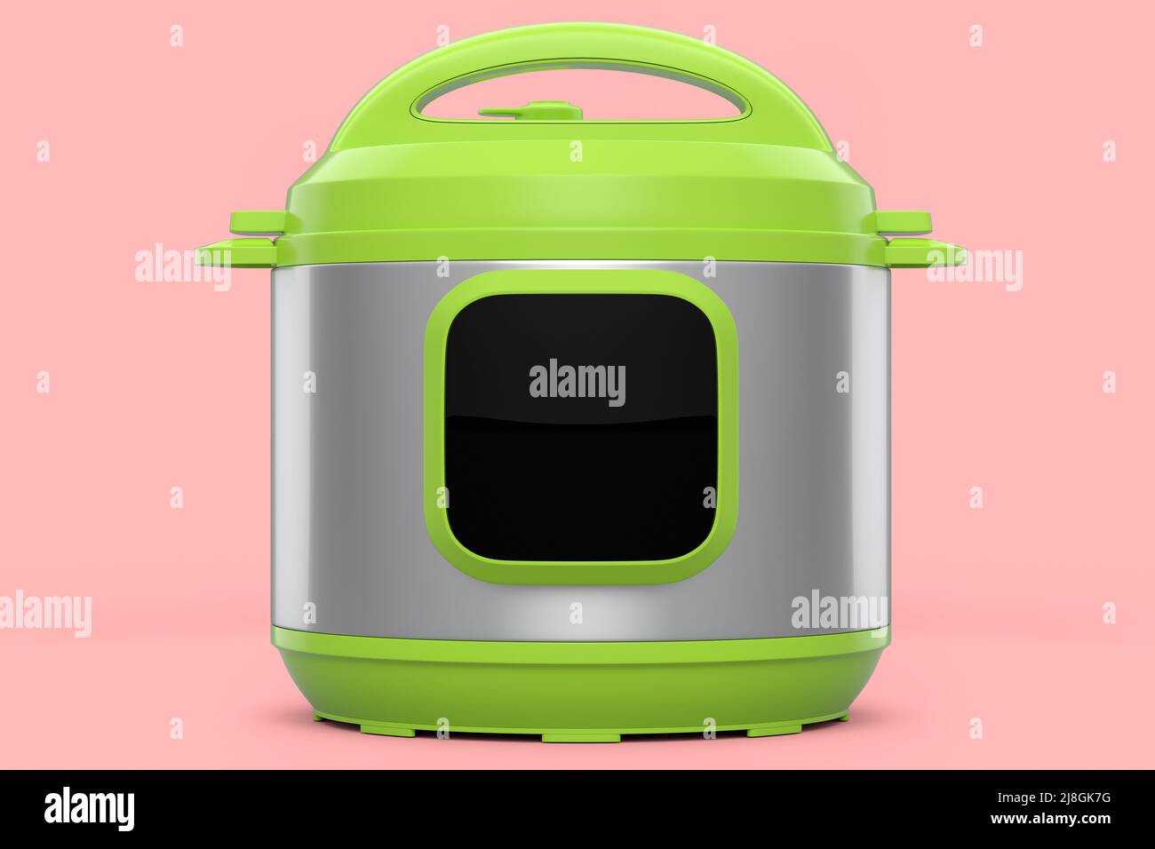Electric multi cooker isolated on pink background. 3d render of ...