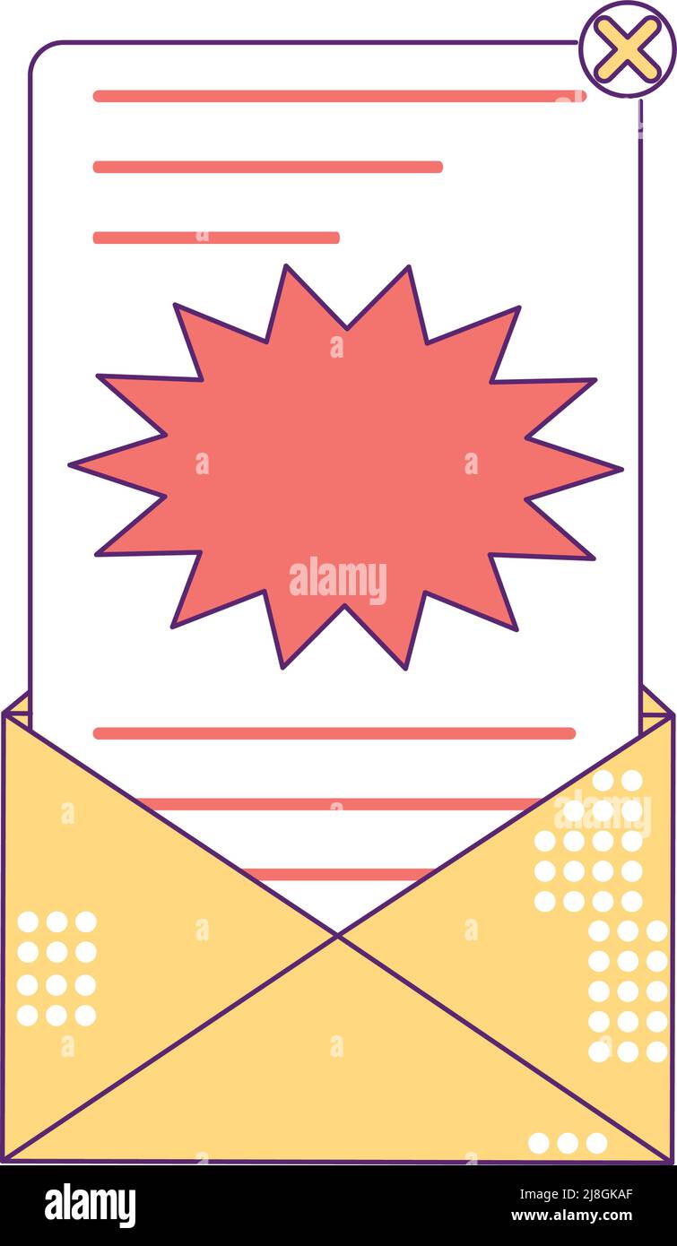 Delete spam letter semi flat color vector element Stock Vector