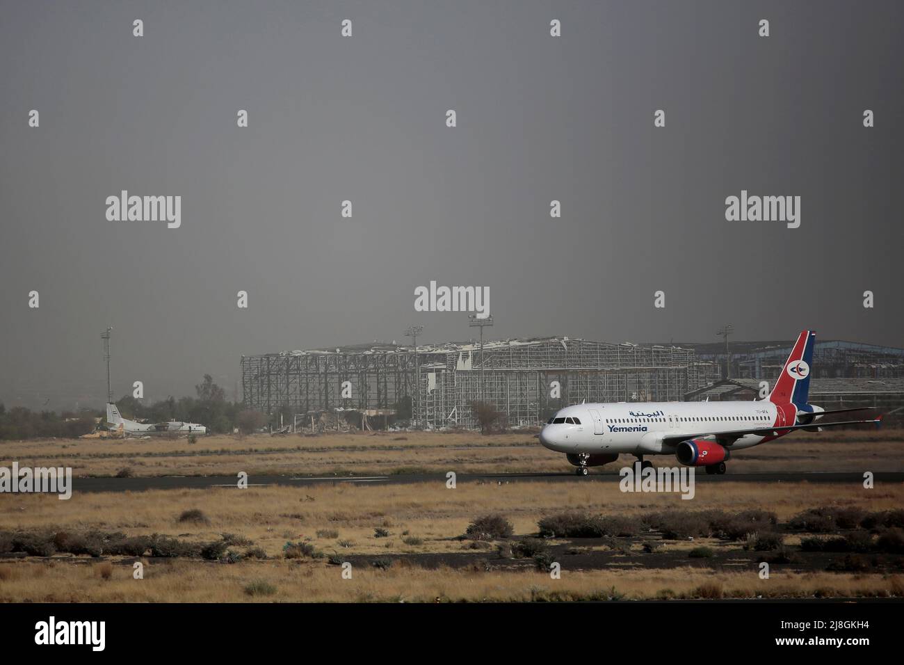 Sanaa, Yemen. 16th May, 2022. A Yemen Airways plane is seen at the