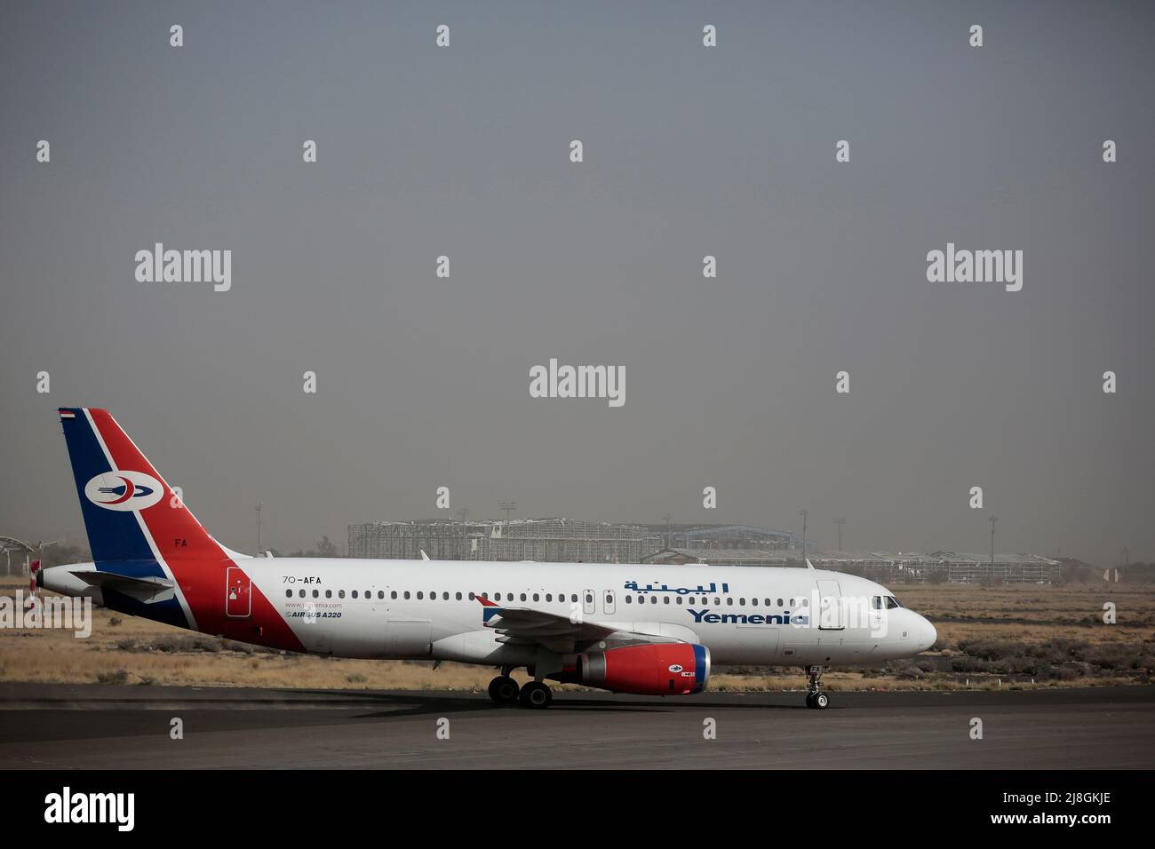Sanaa, Yemen. 16th May, 2022. A Yemen Airways plane is prepared for