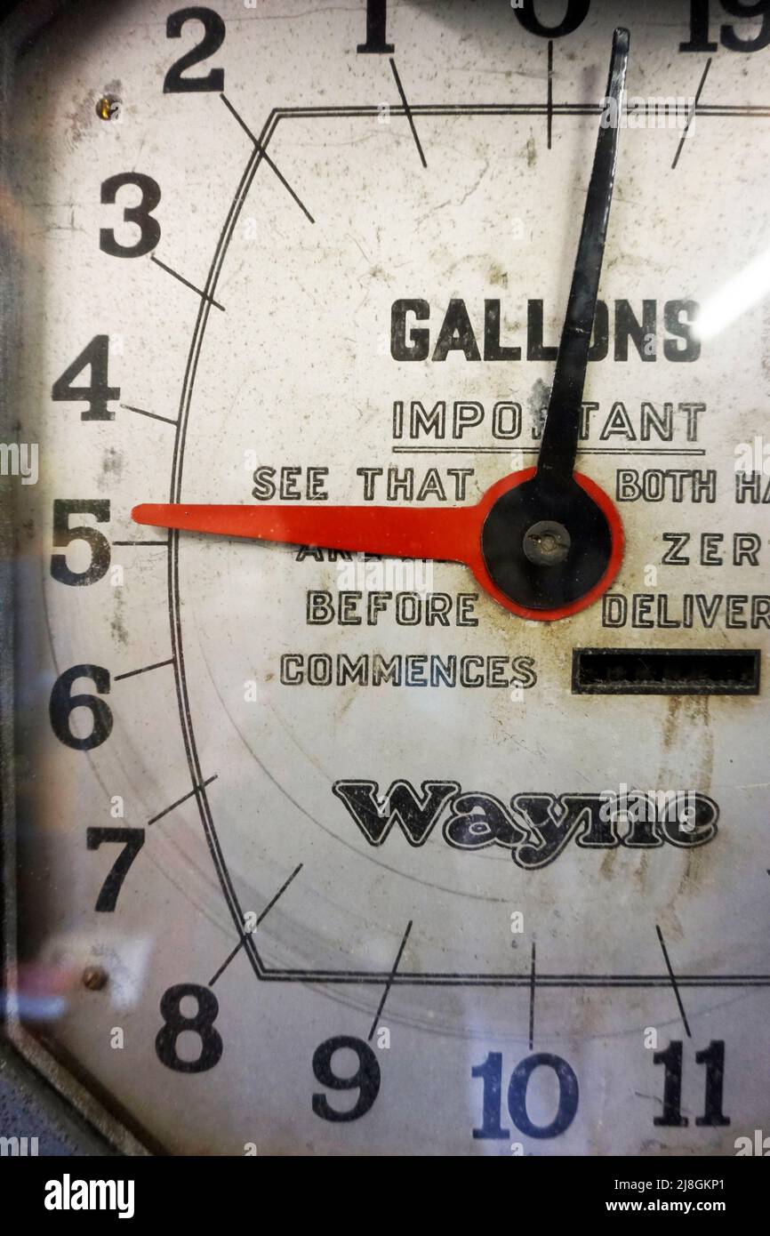vintage imperial measurement petrol pump dial Stock Photo