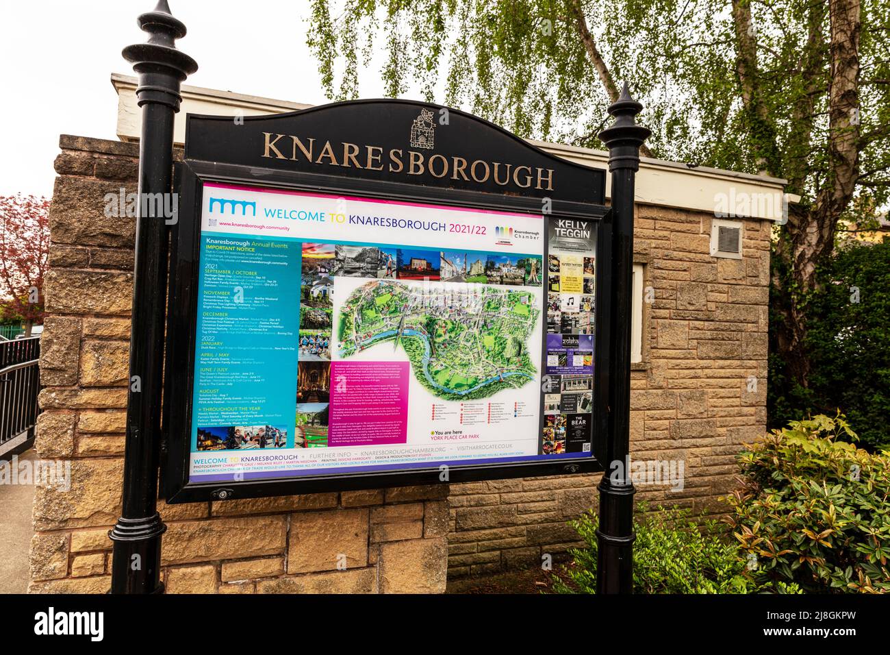 Knaresborough sign,Knaresborough map,sign,map,Knaresborough Town, Yorkshire, UK, England,Knaresborough, Knaresborough UK,Knaresborough Yorkshire Stock Photo