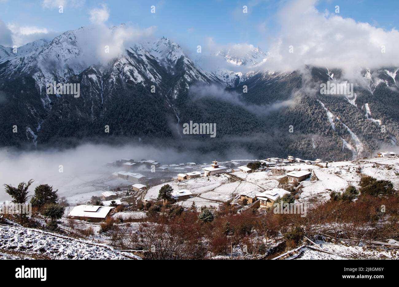Village in the Himalayas. Stock Photo