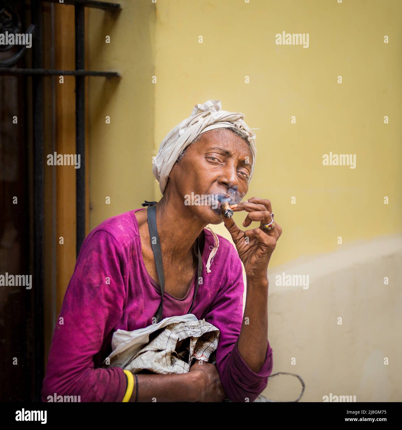 A Smoking Woman. Stock Photo
