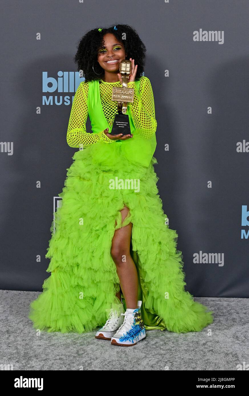 Las Vegas, United States. 16th May, 2022. Mari Copeny appears backstage with her award during the annual Billboard Music Awards held at the MGM Grand Garden Arena in Las Vegas on May 15, 2022. Mari Copeny was honored with the Change Maker Award. Photo by Jim Ruymen/UPI Credit: UPI/Alamy Live News Stock Photo