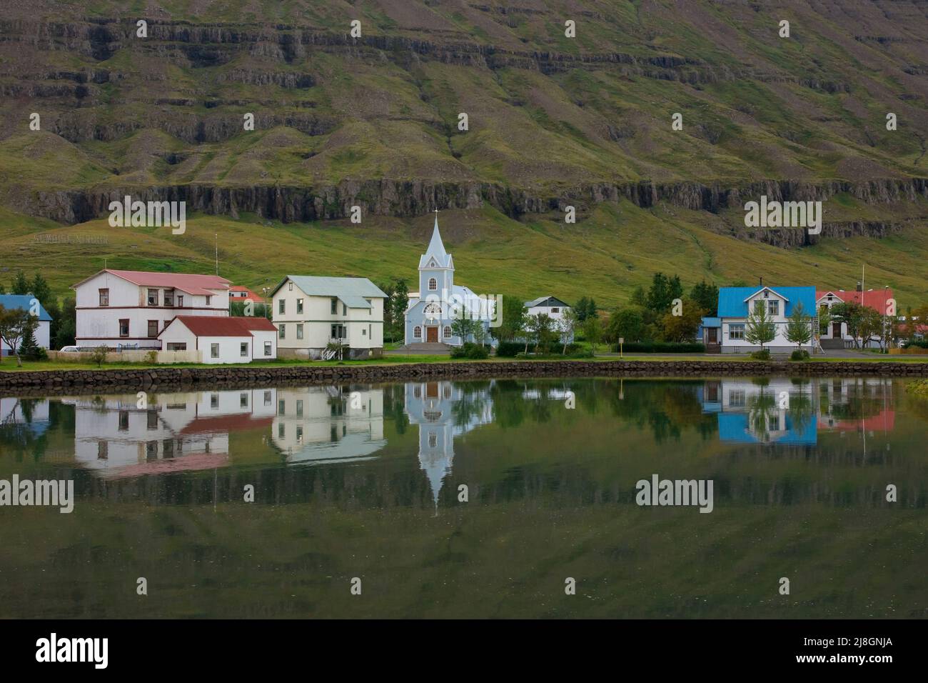 East Fjord Town, Iceland. Stock Photo