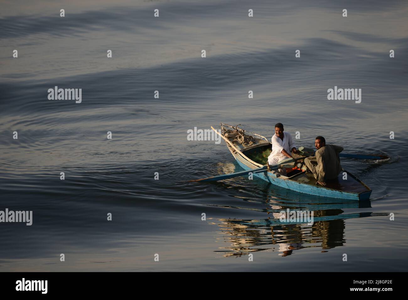 Morning Commute on the Nile. Stock Photo