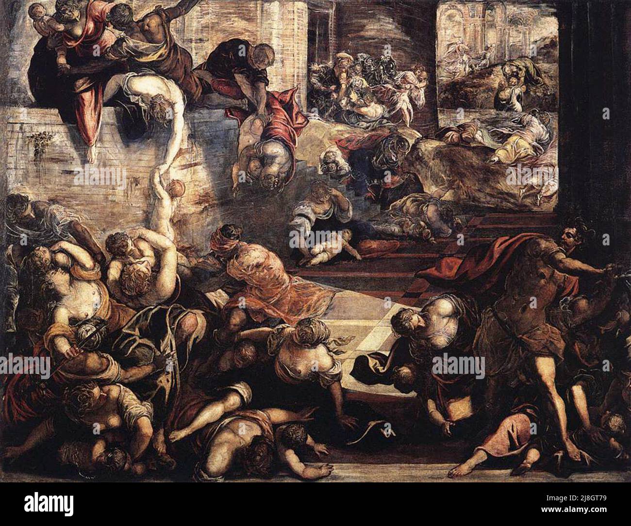 The Massacre of the Innocents  by Rubens. In this christian myth, the Three Magi asked where to find the newborn 'King of the Jews'. The Roman ruler Herod felt his position threatened amd ordered the murder of all baby boys. The father of Jesus was warned in a rea, of the event and was advised to go to Egypt, in the episode known as The Flight Into Egypt. Stock Photo