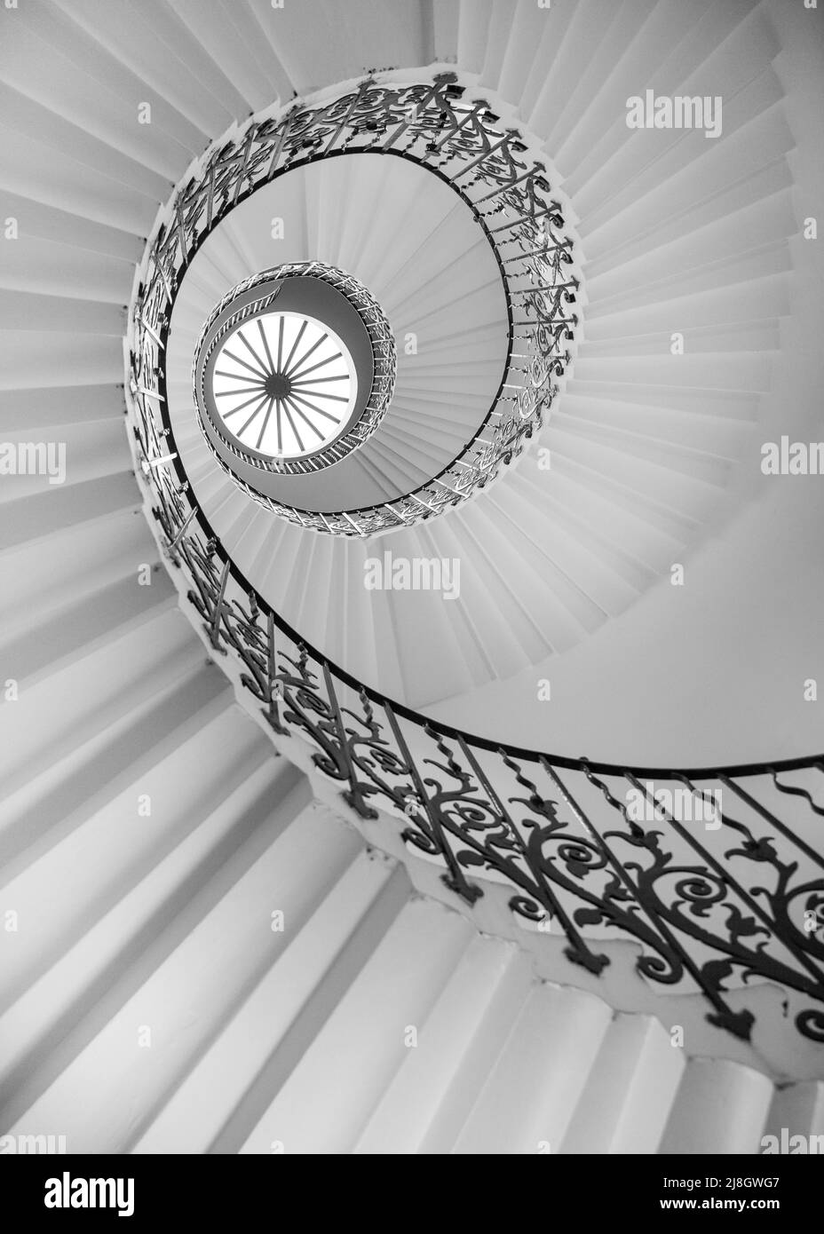 The Tulip Staircase in the Queens House, Greenwich, London, UK Stock Photo