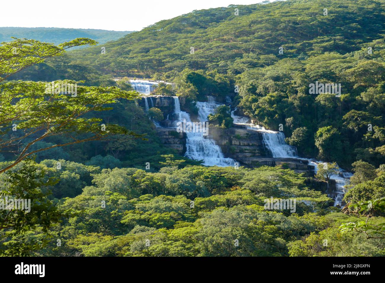 Scenic view of Kimani Waterfalls in Mpanga Kipengele National Reserve in Tanzania Stock Photo