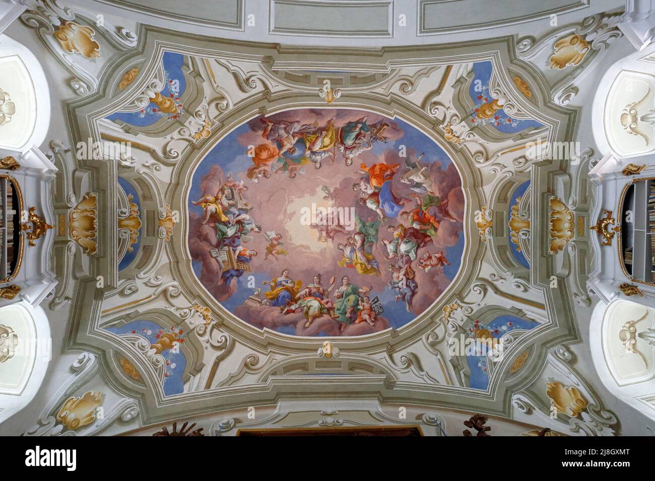 Gorgeous and artistic ceiling fresco of the library of Admont, Styria, Austria Stock Photo