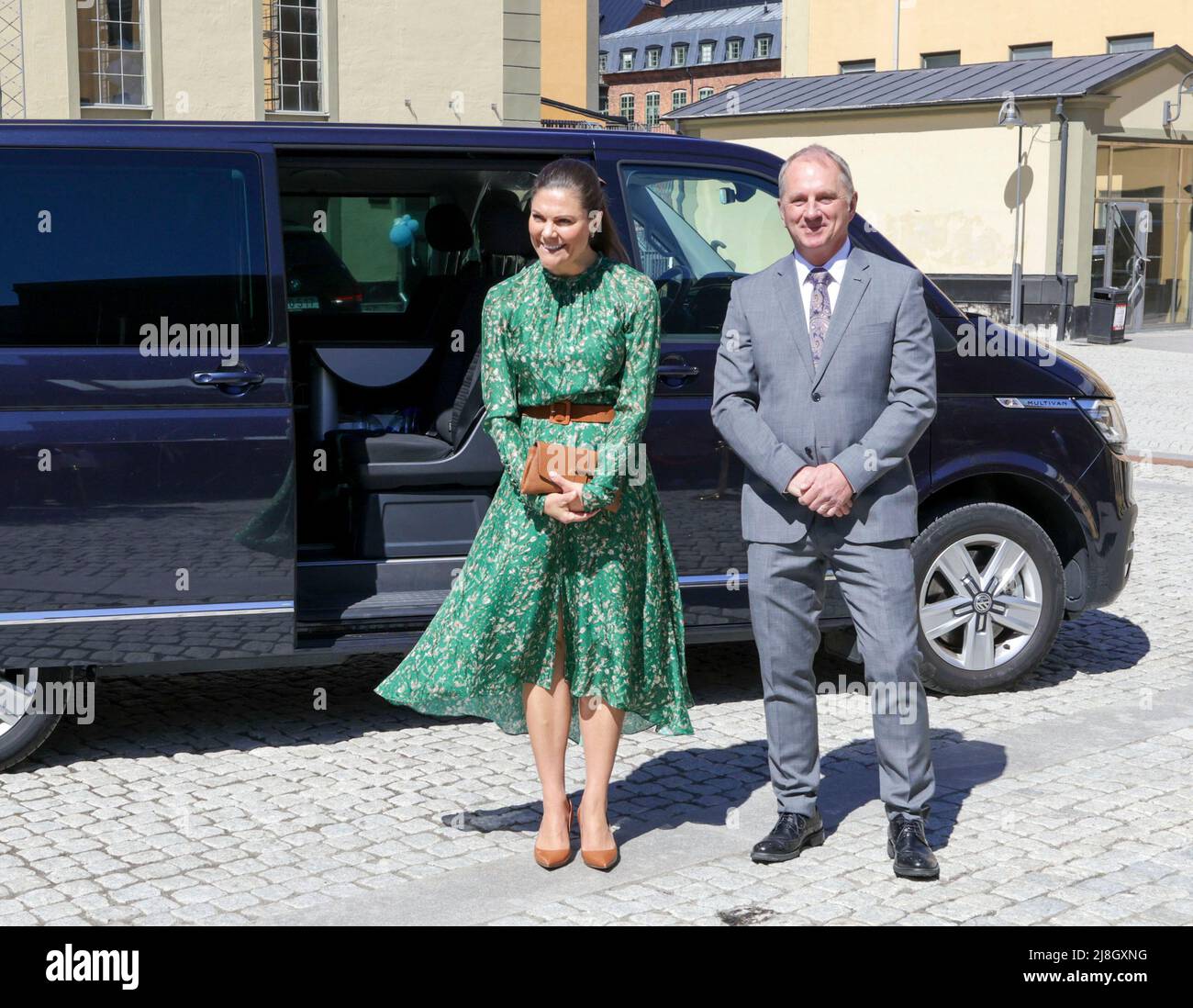 Crown Princess Victoria is greeted by Hakan Wirtén, Director General of SMHI, upon arrival at the Swedish Climate Symposium at Louis De Geer Konsert & Kongress Norrkoping, Sweden on May 16, 2022.  Photo: Magnus Andersson / TT / code 11930 Stock Photo