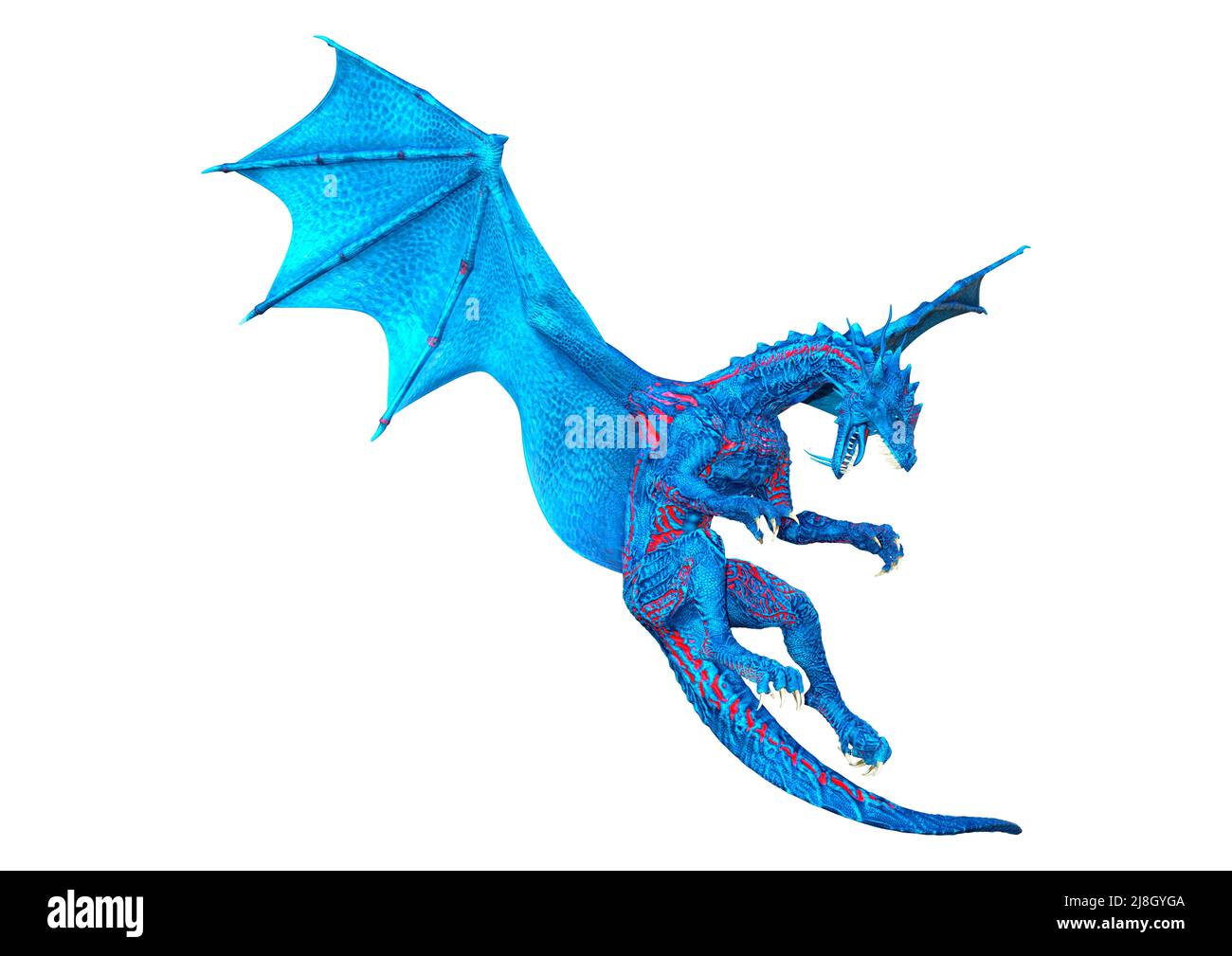 3D rendering of a fantasy dragon isolated on white background Stock ...