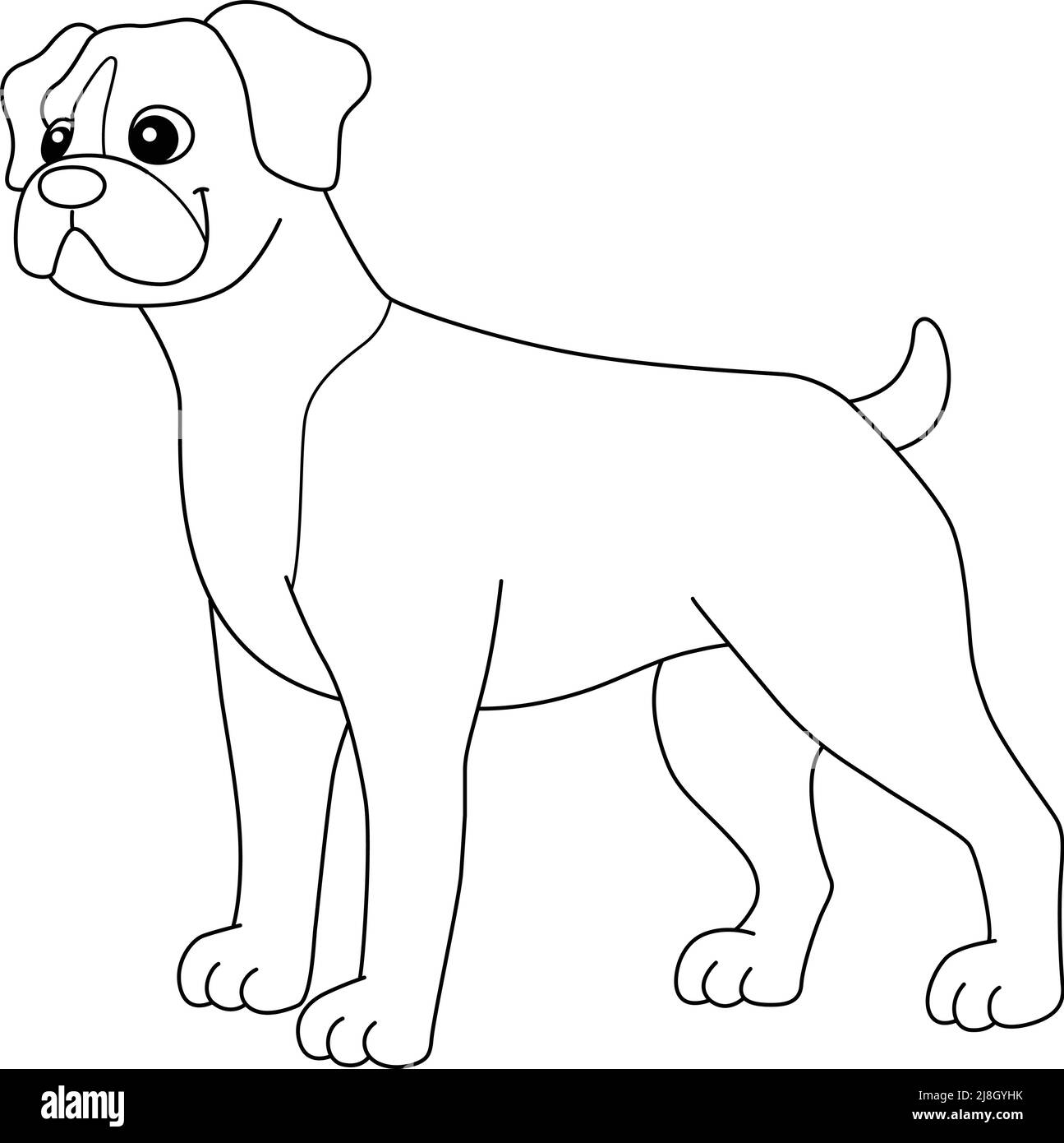 Boxer Dog Coloring Page for Kids Stock Vector