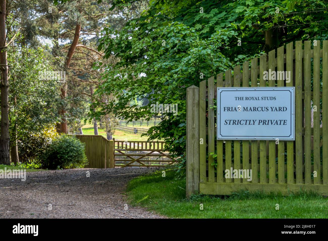 Entrance to Friar Marcus Yard, part of the Royal Stud at Wolferton on the Sandringham Estate. Stock Photo