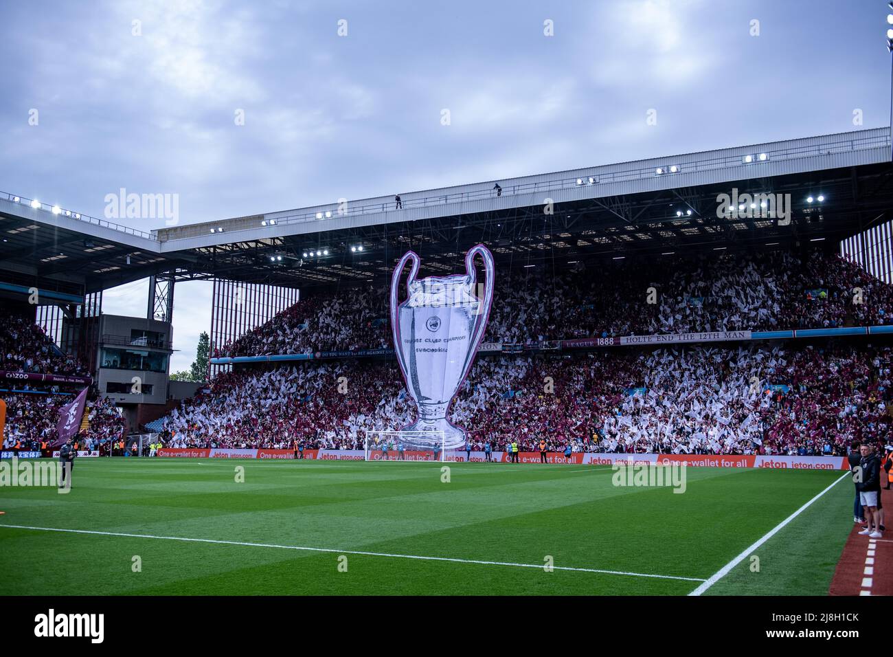BIRMINGHAM, ENGLAND - MAY 15: A general view of the stadium and fans display to celebrate the 40th anniversary of Aston Villa winning the European cup Stock Photo