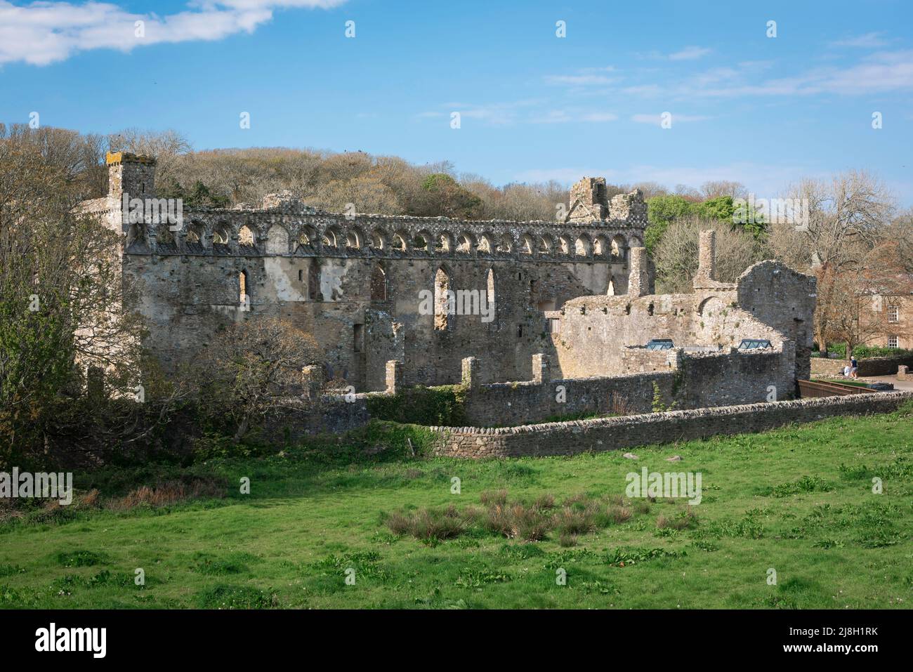 Bishop's Palace St David's Pembrokeshire, view of the south front of the ruins of the Bishop's Palace in St David's, Pembrokeshire Wales Stock Photo