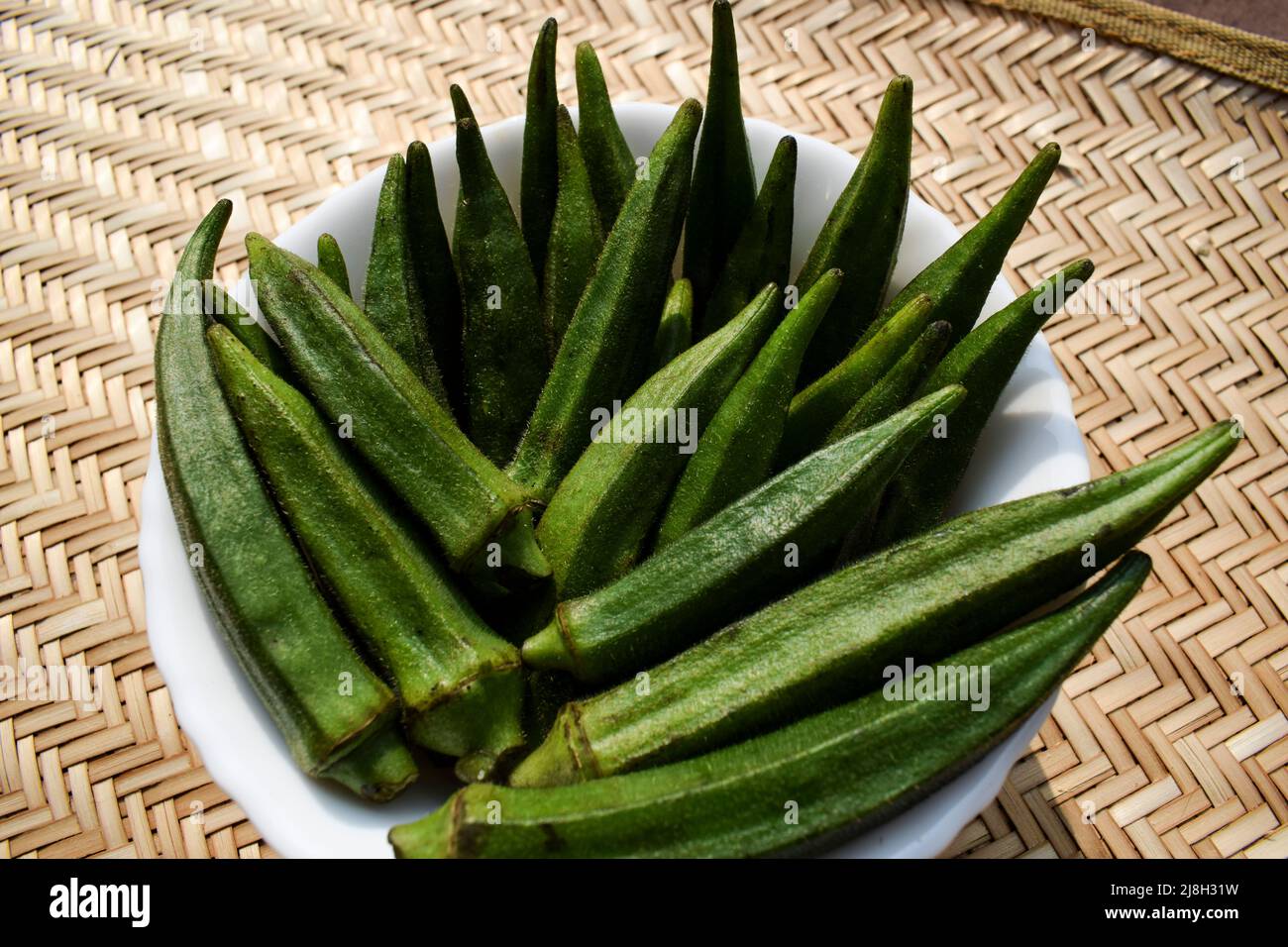Fresh Okra vegetable or Green vegetables Lady finger or Ladyfingers