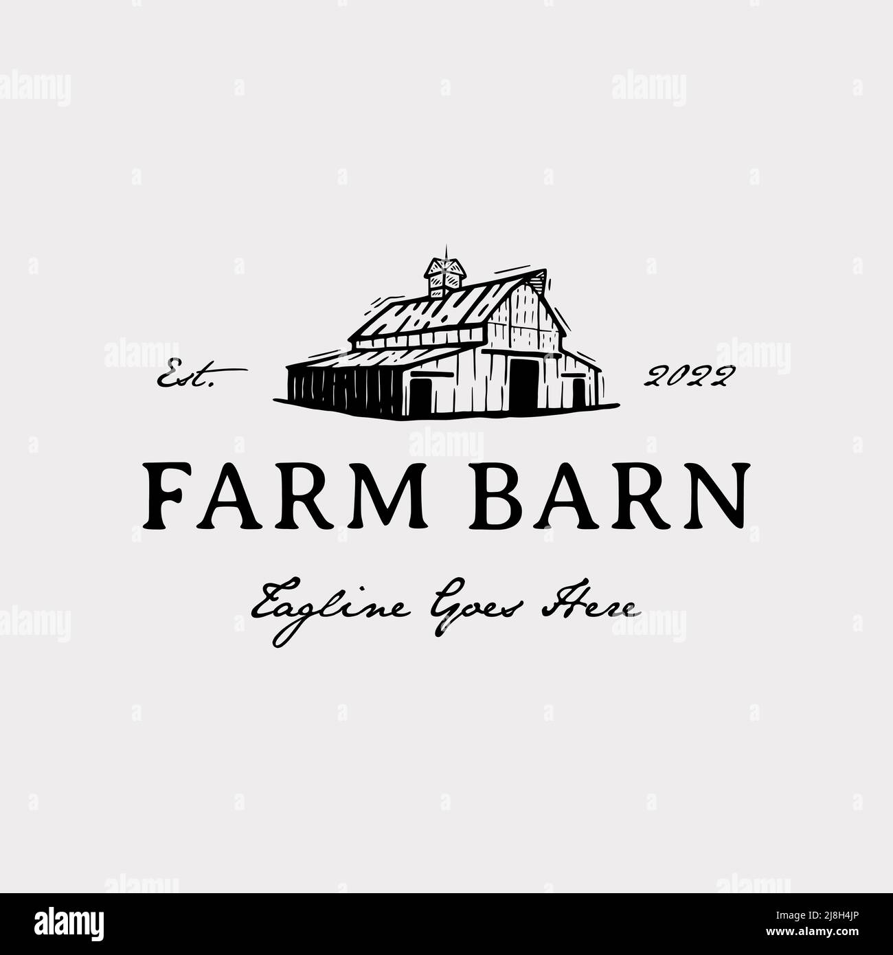 Vintage farm barn logo design - barn wood building house farm cow cattle logo design Stock Vector