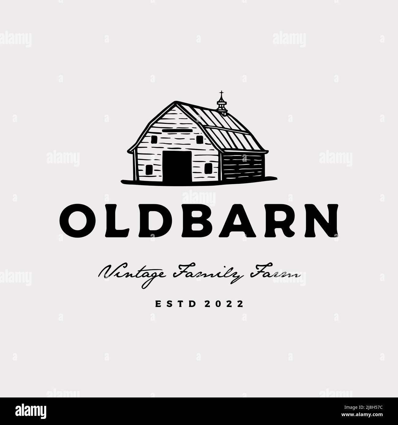 Vintage farm barn logo design - barn wood building house farm cow cattle logo design Stock Vector