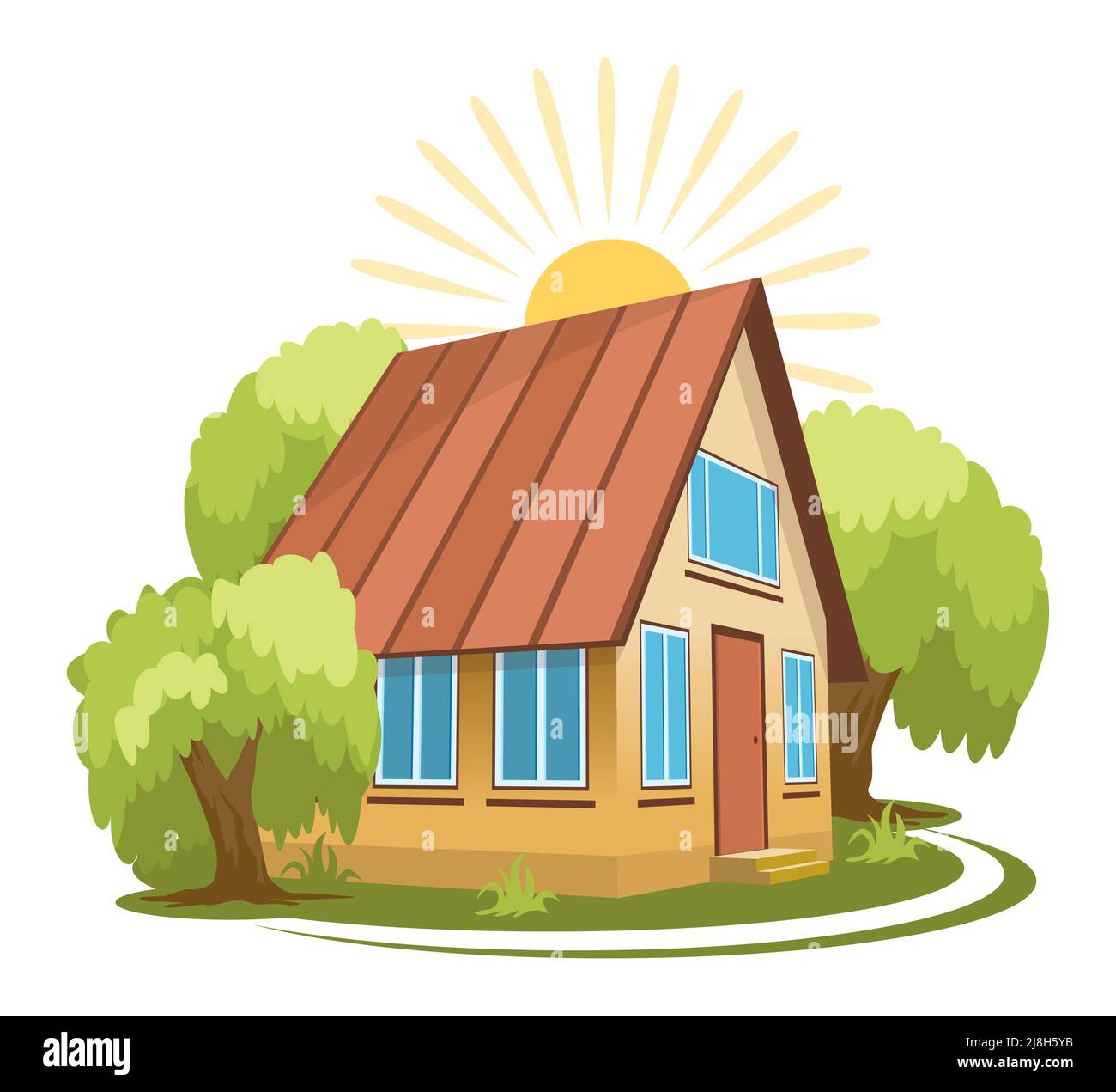 Summer landscape. House surrounded by trees Stock Vector Image & Art ...