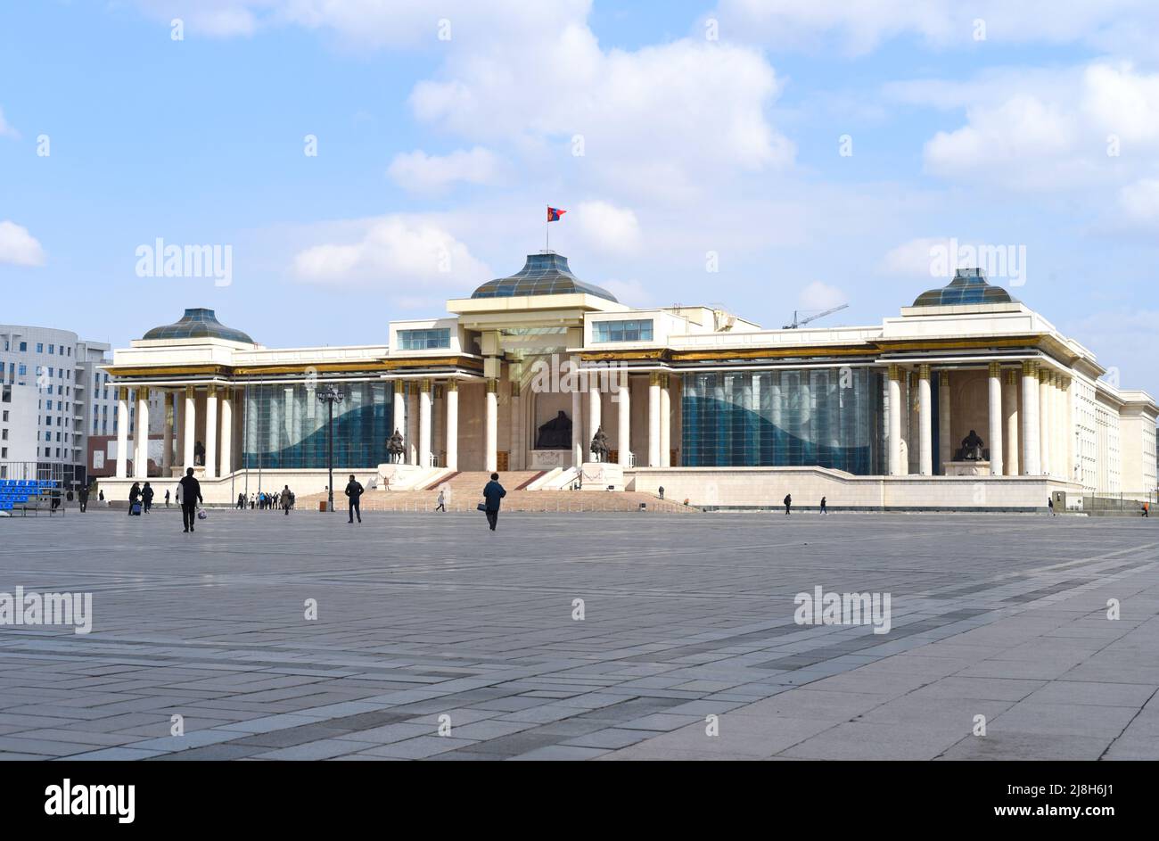 Ulaanbaator, Mongolia - 11 May, 2022: The Government Palace of Chinggis Square or Sukhbaatar Square in Ulaanbaatar, the capital city of Mongolia Stock Photo