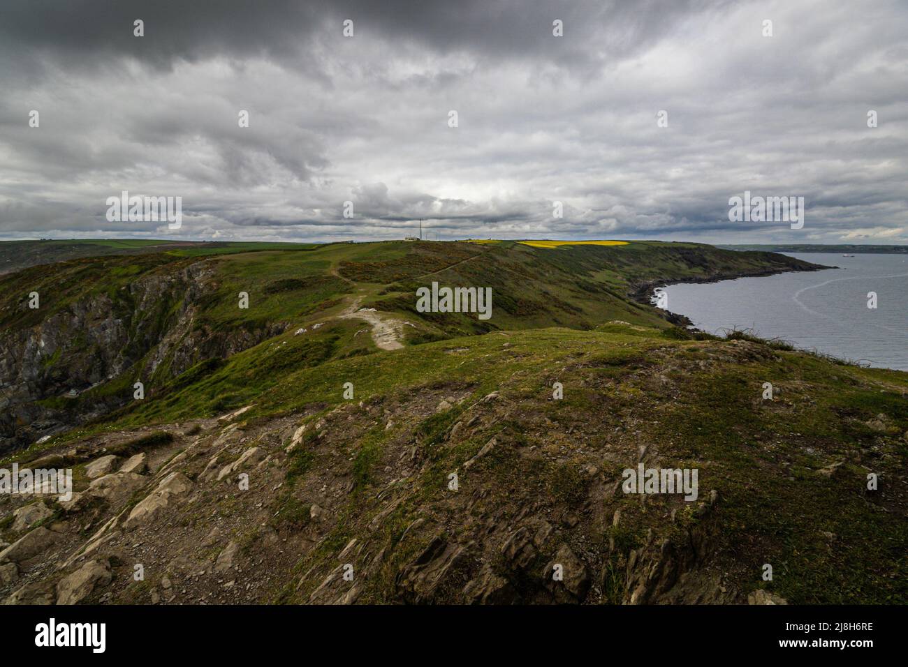 view of the landscape from Rame Head Peninsula, Cornwall, United Kingdom Stock Photo