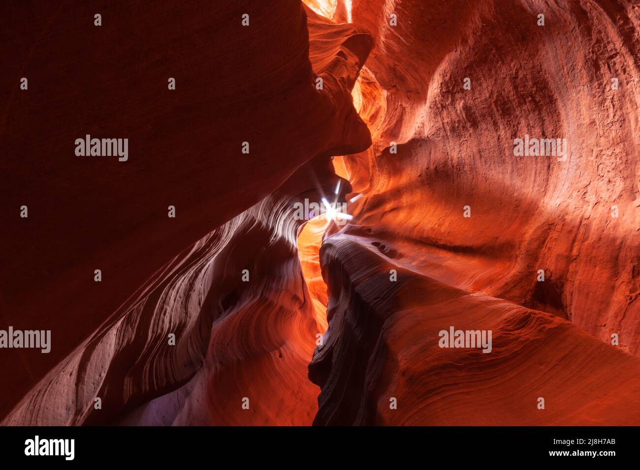 Scenery in a slot canyon with wavy and smooth rock walls, Canyon X