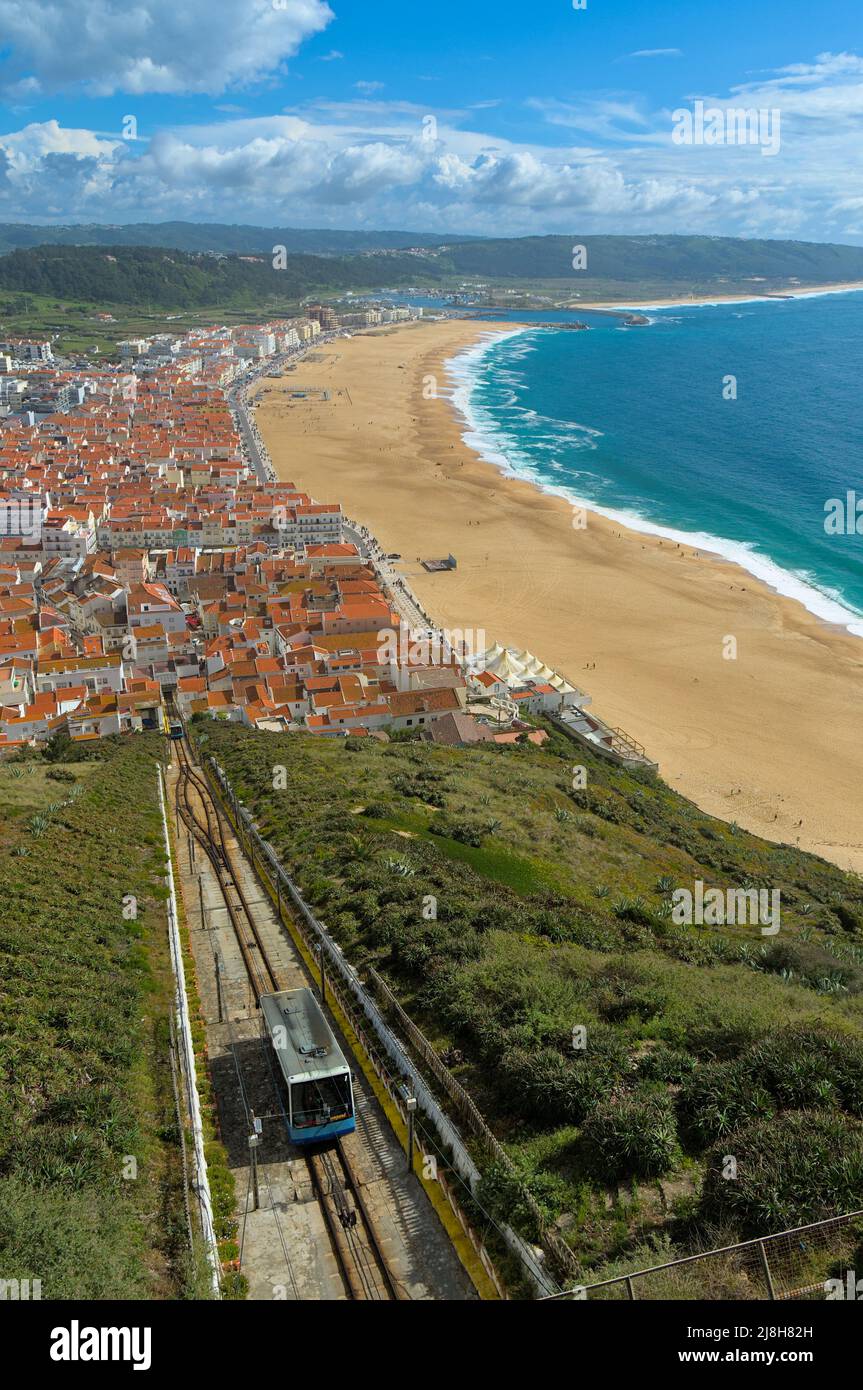 Overview of the Village of Nazare and Sea, Famous Surf Destination