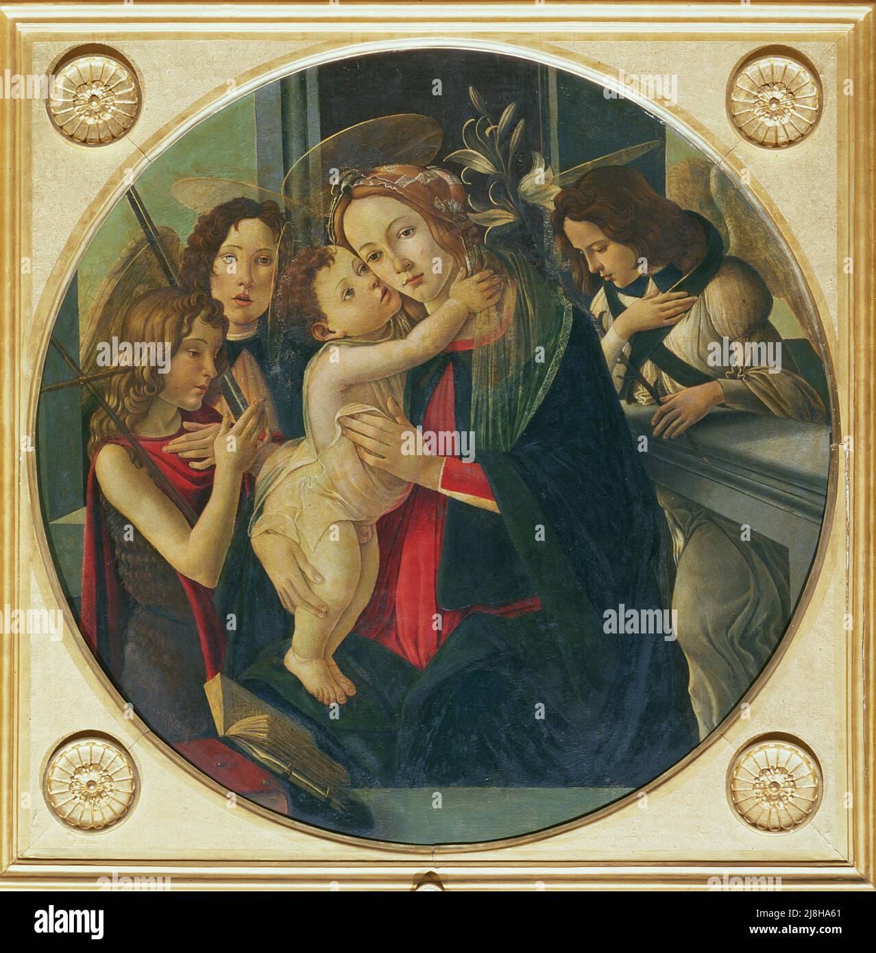 The Crucifixion (tempera on panel) by Gaddi, Agnolo (c.1350-96); 57.5x77 cm; Galleria degli Uffizi, Florence, Tuscany, Italy; Italian,  out of copyright. Stock Photo