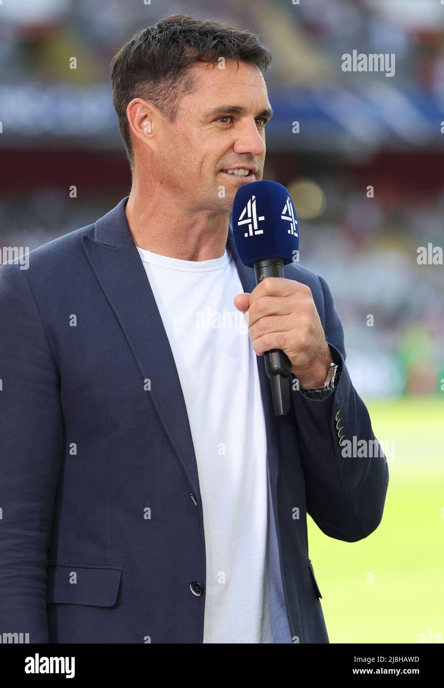 Dan Carter is interviewed during the European Rugby Champions Cup, Semi-finals rugby union match between Racing 92 and Stade Rochelais (La Rochelle) on May 15, 2022 at Stade Bollaert-Delelis in Lens, France - Photo Jean Catuffe / DPPI Stock Photo