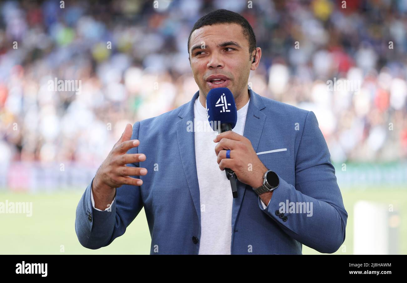 Bryan Habana of South Africa comments for Channel 4 the European Rugby Champions Cup, Semi-finals rugby union match between Racing 92 and Stade Rochelais (La Rochelle) on May 15, 2022 at Stade