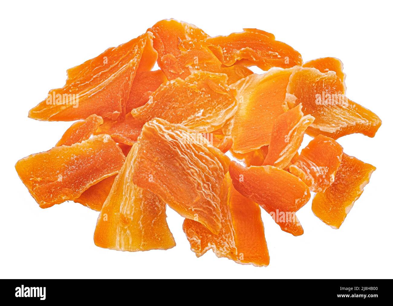 Dried chopped carrots isolated on white background Stock Photo