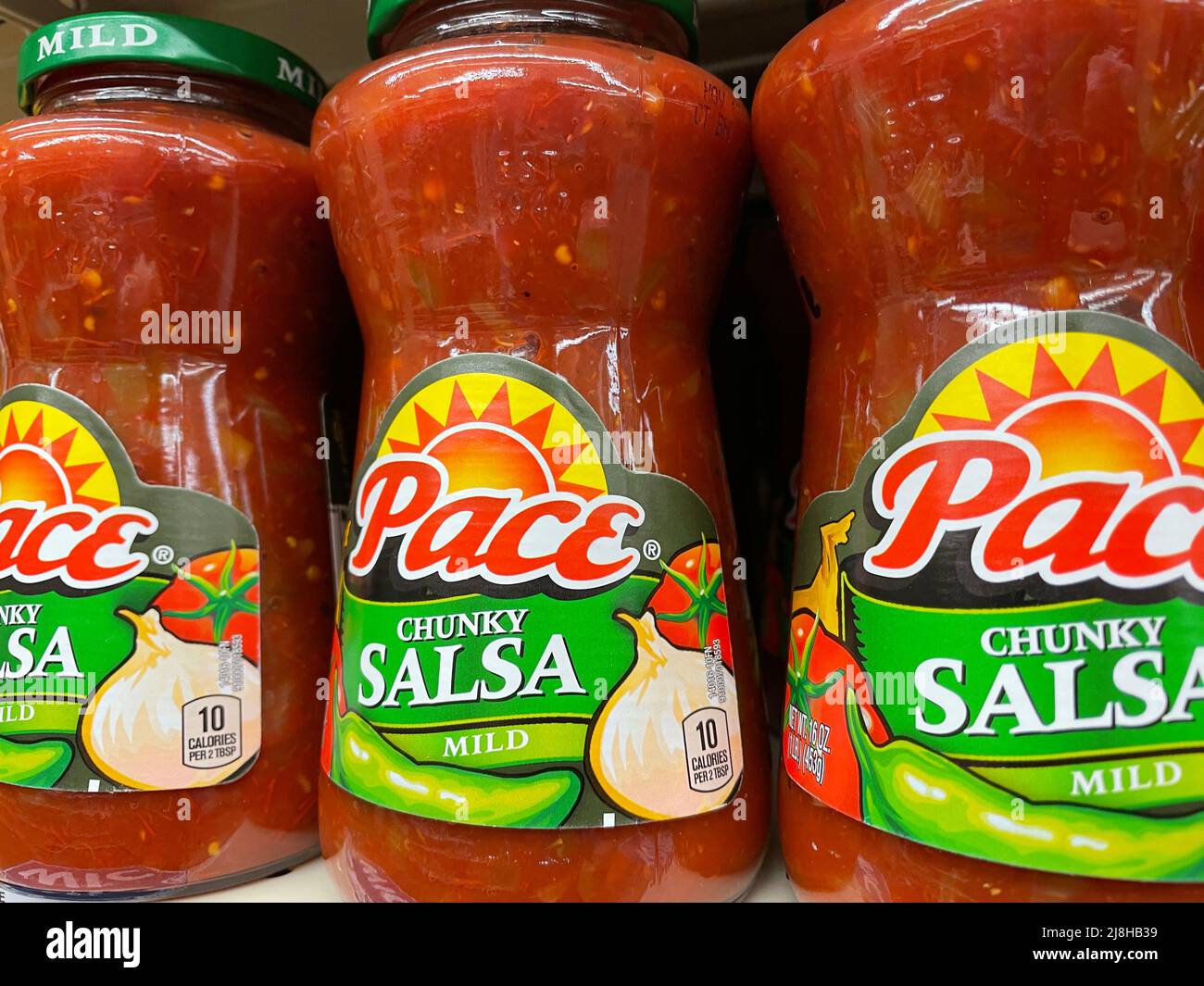Grovetown, Ga USA - 12 15 21: Pace salsa sauce on a store shelf side view Stock Photo