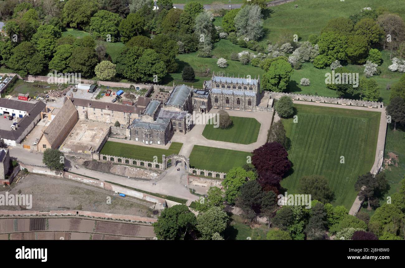 aerial view of Auckland Castle, Bishop Auckland, Co Durham Stock Photo