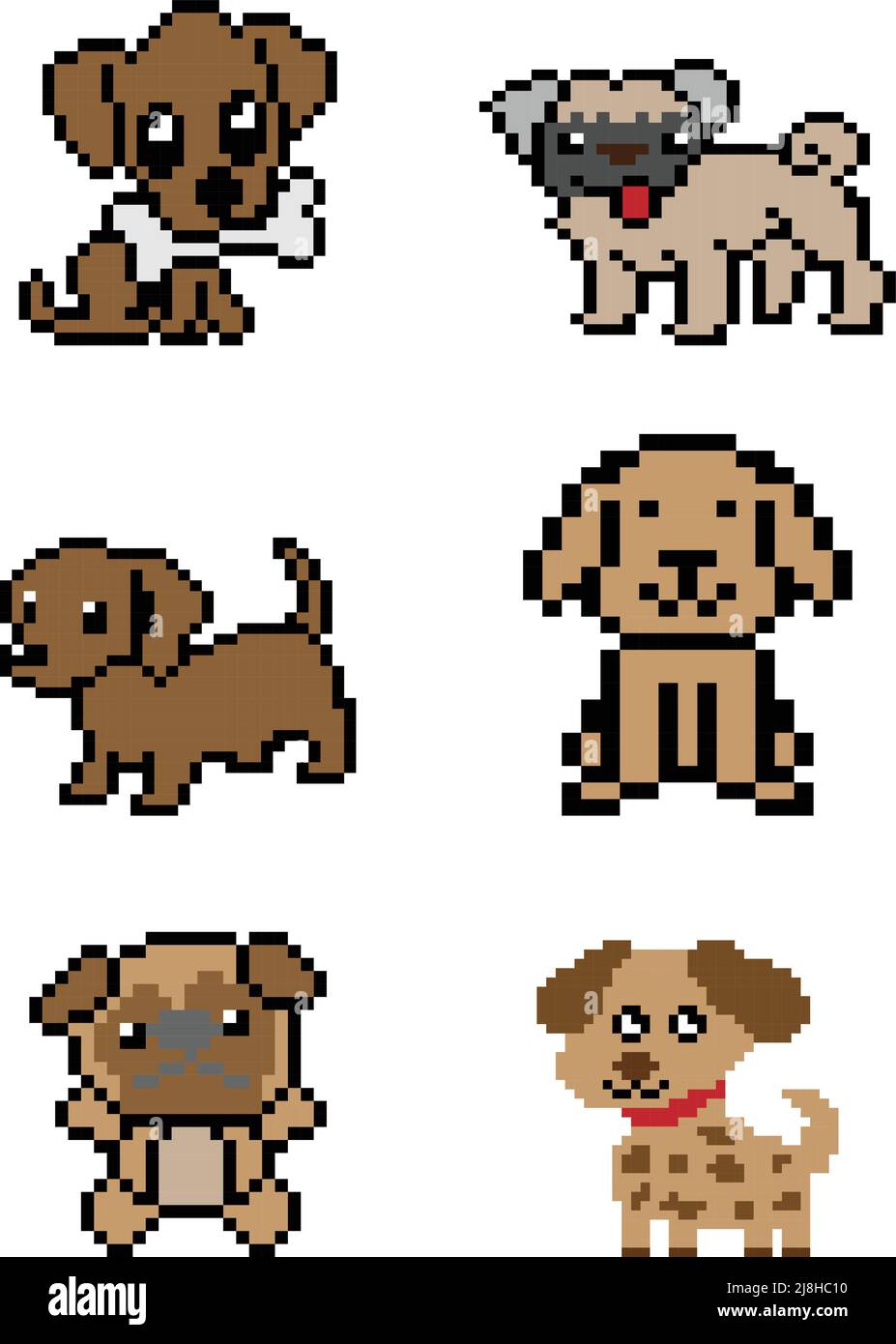 Dog set vector illustration. Dog pixel art Stock Vector Image & Art Alamy