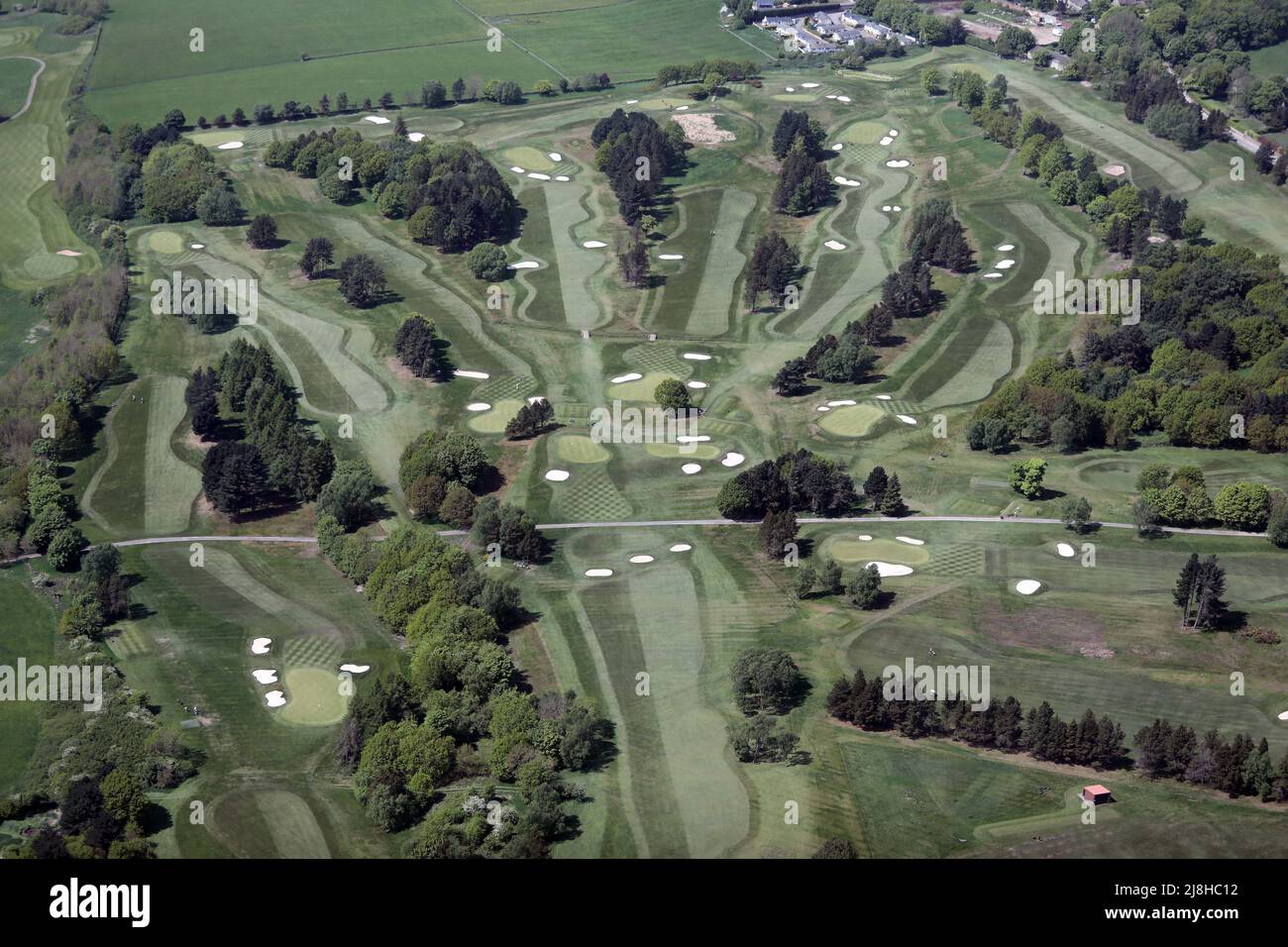 aerial view of The Bradford Golf Club,  Guiseley, Leeds, West Yorkshire Stock Photo