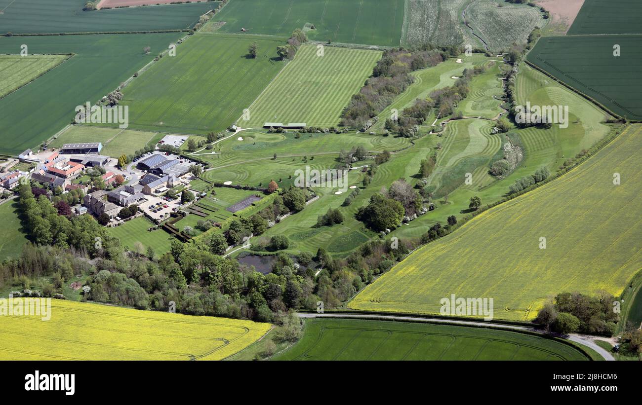 aerial view of Headlam Hall Country Hotel & Spa with 9 hole golf course, County Durham Stock Photo