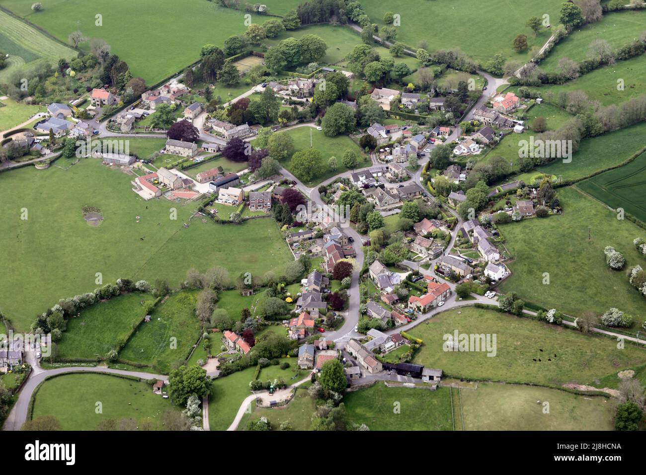aerial view of Galphay village near Ripon, North Yorkshire, UK Stock Photo