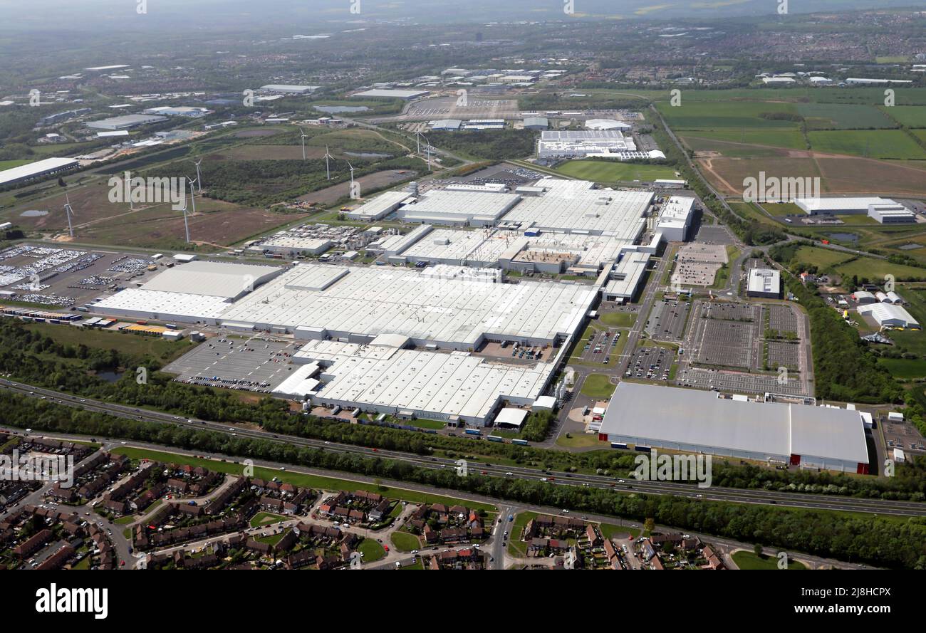 aerial view of the Nissan Car Plant at Sunderland - Nissan Motor Manufacturing UK Ltd, Tyne & Wear, UK Stock Photo