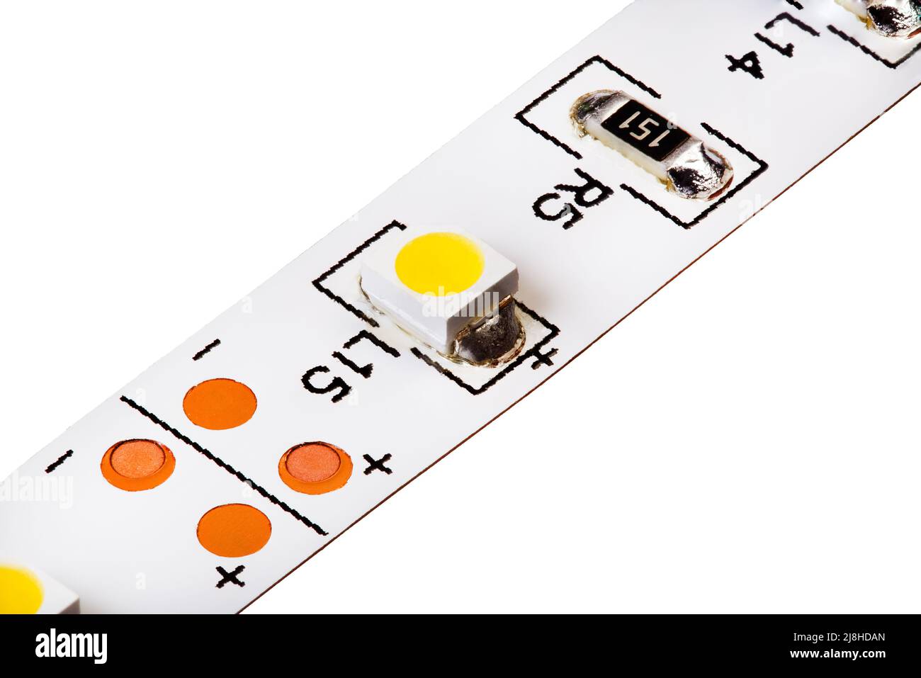 Stack of power saving energy led light strip type SMD 5050 Stock Photo