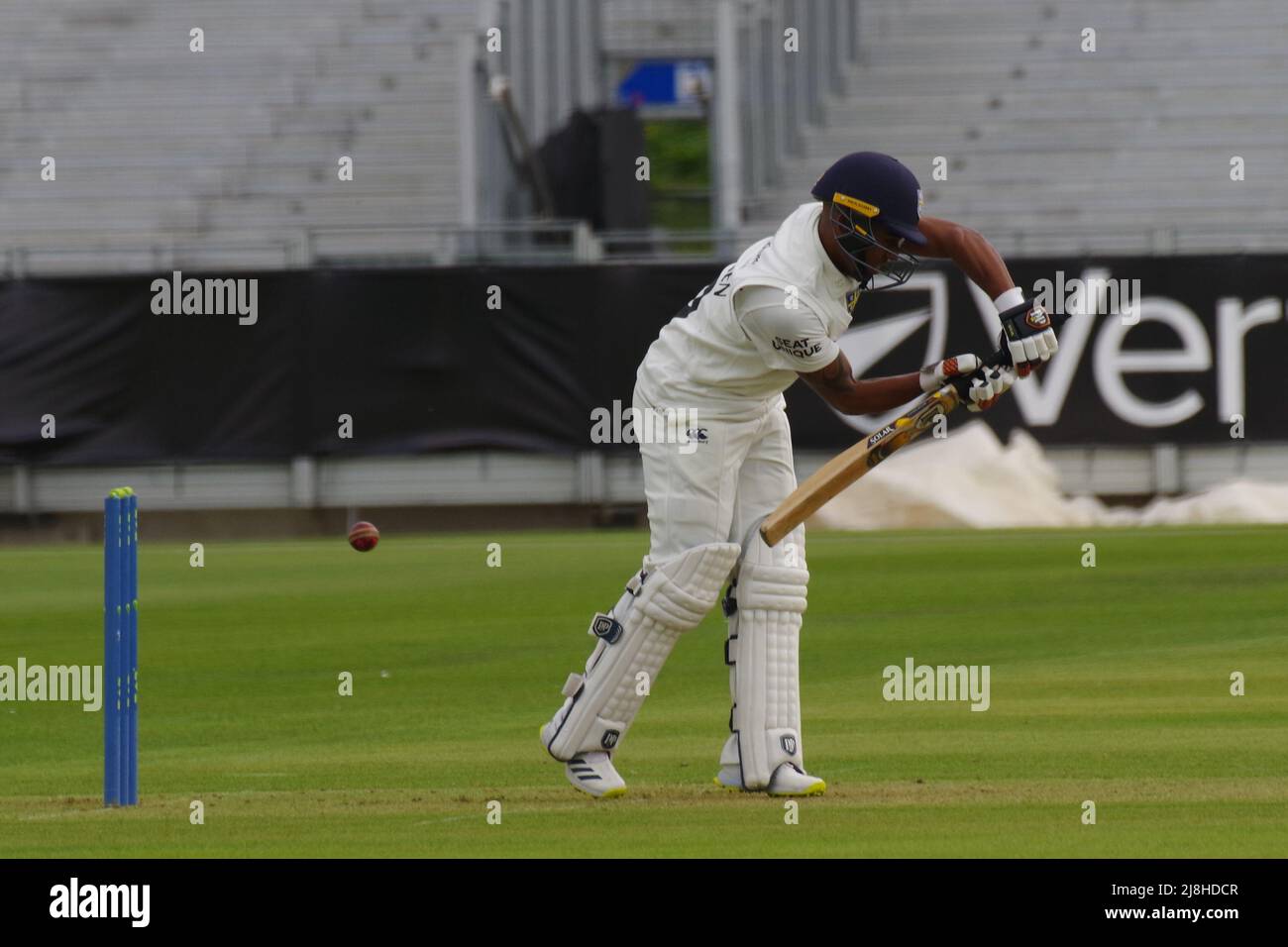 Chester le Street, England, 12 May 2022. Keegan Petersen batting for Durham against Glamorgan in a County Championship second division match at the Riverside Ground. Credit Colin Edwards Stock Photo