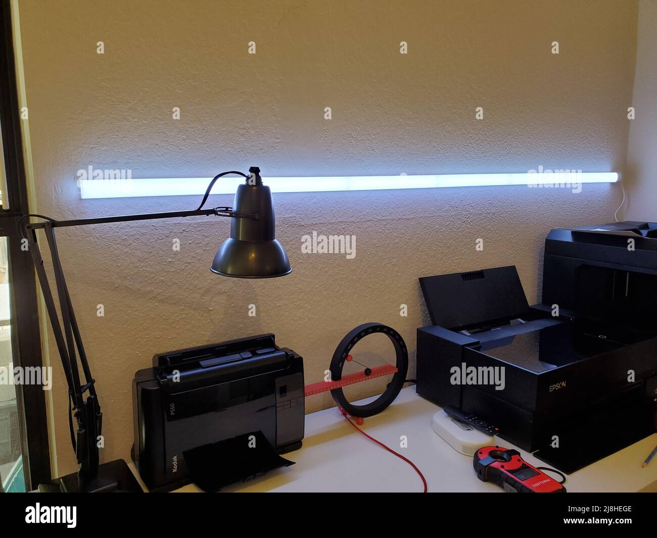 Govee Glide LED smart wall light installed in an office setting, Lafayette, California, February 23, 2022. Photo courtesy Tech Trends. Stock Photo