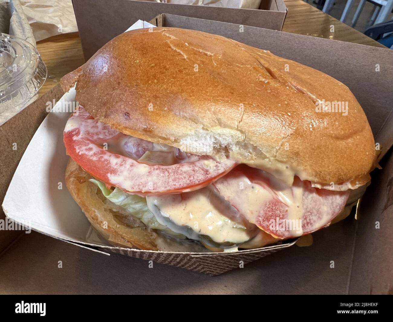 Traditional cheeseburger from Gott's Roadside restaurant in Lafayette