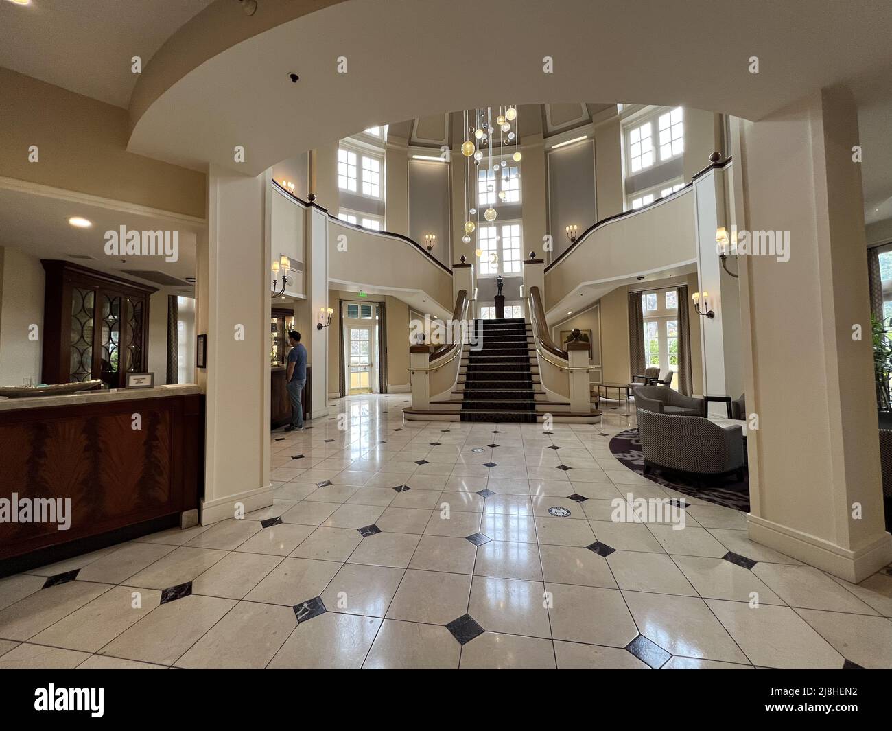 Interior of lobby area at Lafayette Park Hotel, Lafayette, California, February 20, 2022. Photo courtesy Sftm. Stock Photo