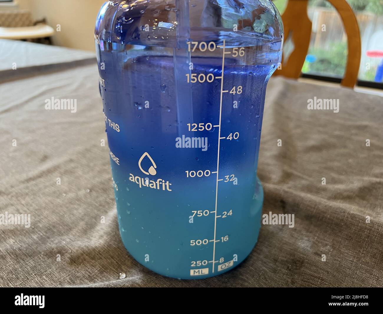 Half-gallon size large Aquafit water bottle, Lafayette, California, March 2, 2022. Stock Photo