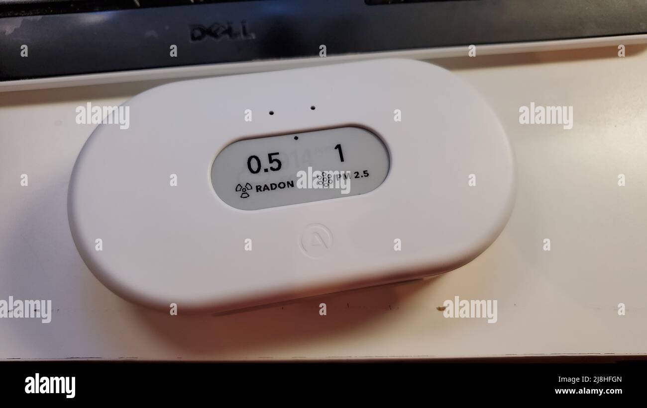 Airthings View Plus smart home air quality meter, Lafayette, California, March 23, 2022. Photo courtesy Tech Trends. Stock Photo