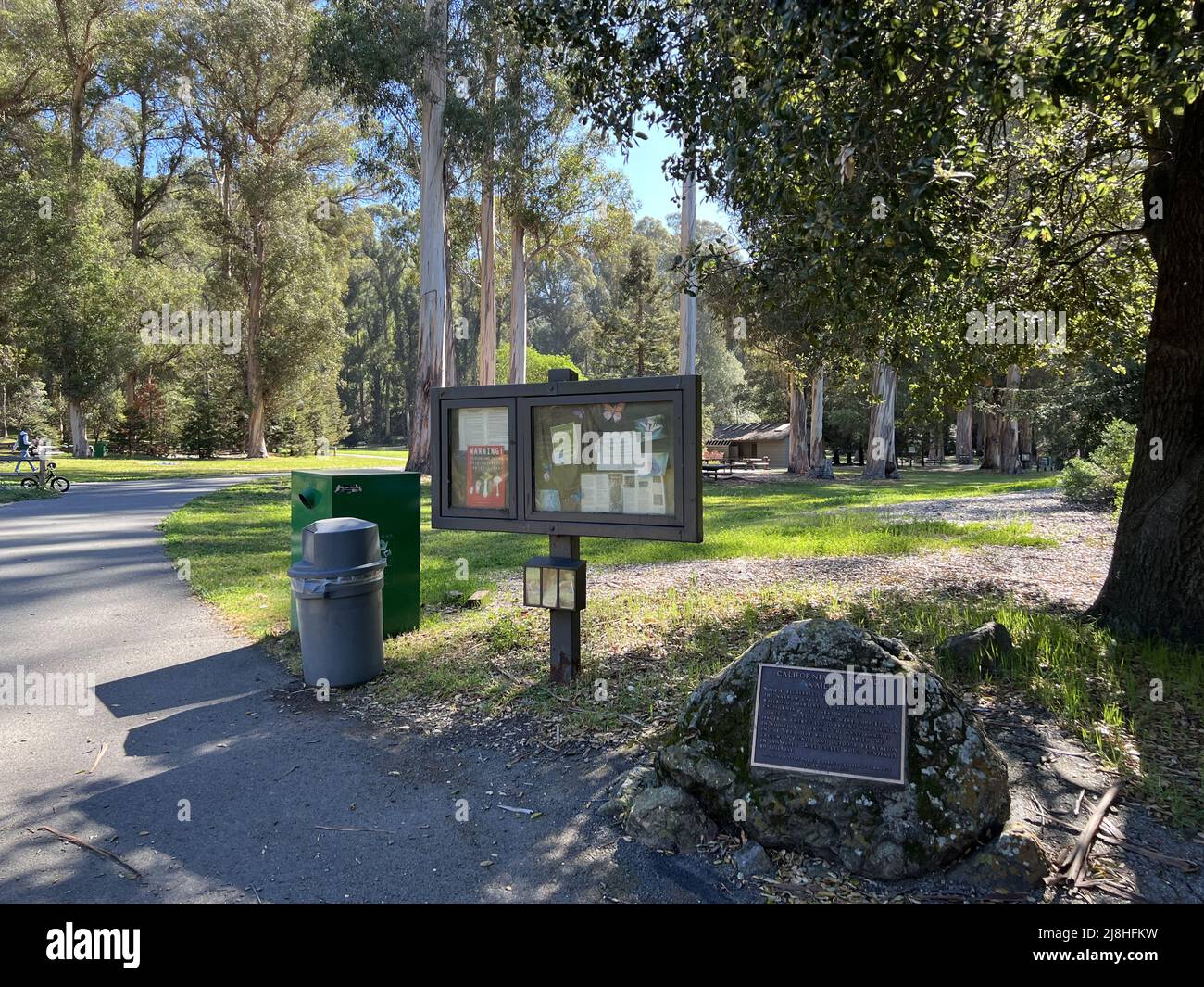 Historical marker sign at Kennedy Grove recreation area in El Sobrante